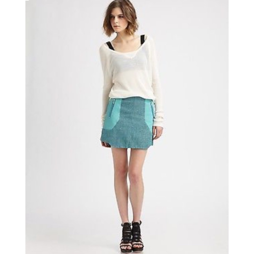 Rag and Bone Tweed and faux leather skirt. Sz 6 - Picture 2 of 5